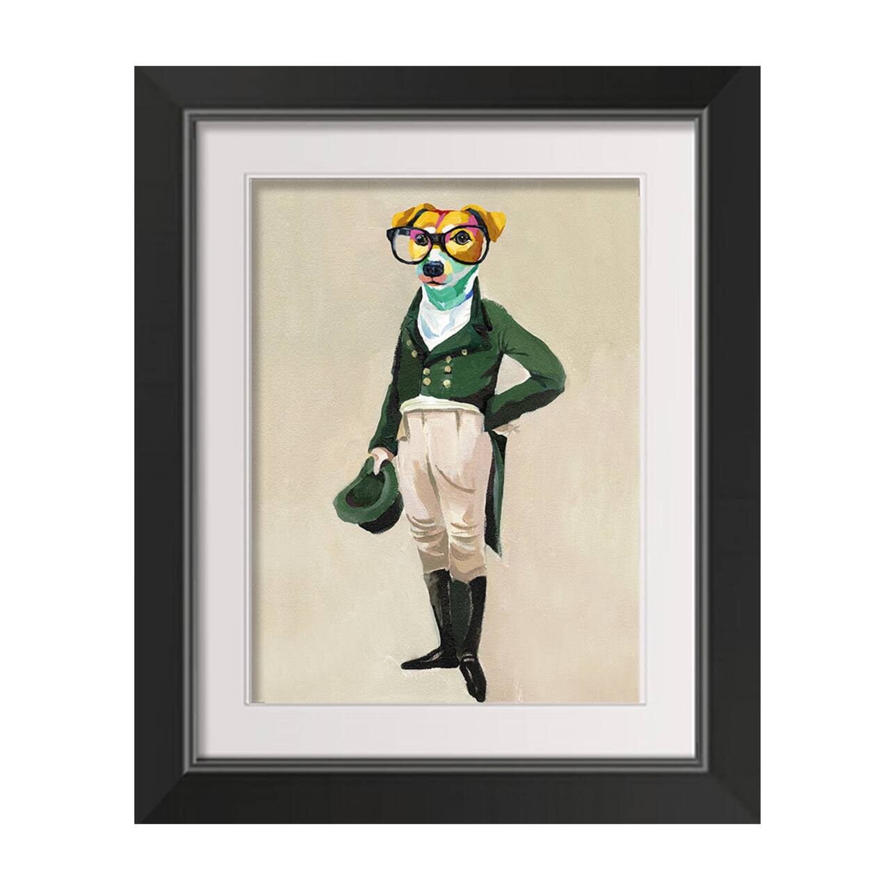 Fancy Dressed Colorful Dog 1 11" x 14" Black Framed Print Under Plexiglass
